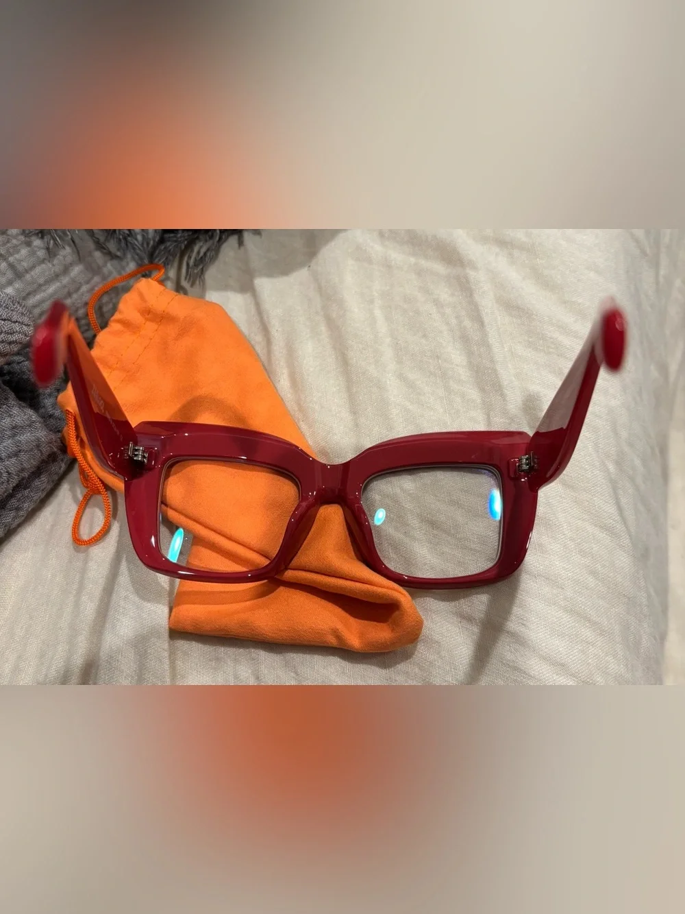 ZEELOOL Alberta Red Oversized Cat Eye Glasses FP0668-09 Wide